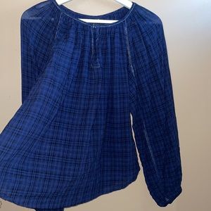 Plaid Peasant Top size M
